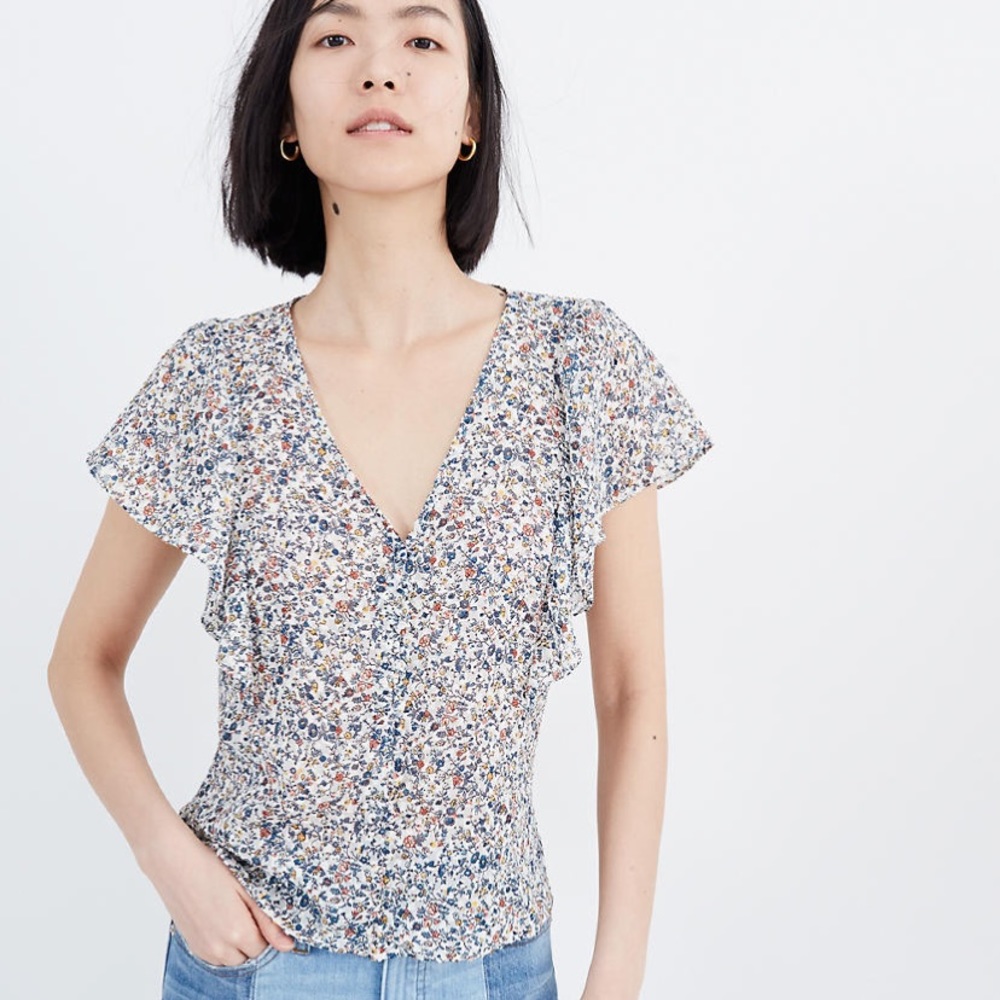 Madewell carmelina flutter sleeve blouse